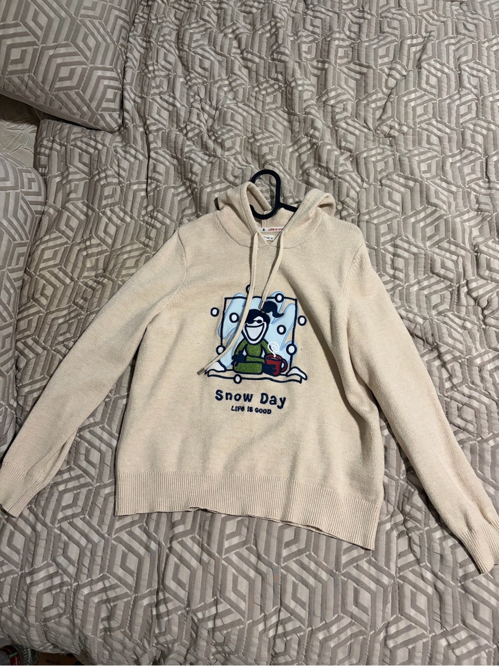 Life is Good Women’s Snow Day" Cream Hoodie Sweater